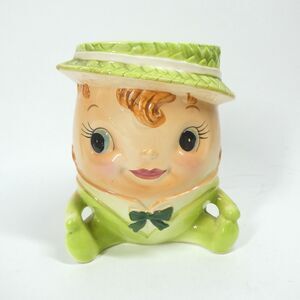 Relpo Humpty Dumpty Green Ceramic Head Vase 5820 Vintage MCM